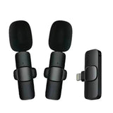 Microfon Techsuit (2 pack) Lavalier Wireless XtreamMic (LW1), cu Receiver, Lightning Connector, pentru iPhone Plug & Play, Collar Clip, negru