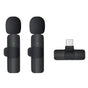 Microfon Techsuit (2 pack) Lavalier Wireless XtreamMic (LW2), cu Receiver, Type-C Connector, pentru Phones Plug & Play, Collar Clip, negru