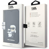 Husa tip carte Karl Lagerfeld compatibila cu iPhone 14 Pro, TPU, piele ecologica Saffiano, microfibra, Negru