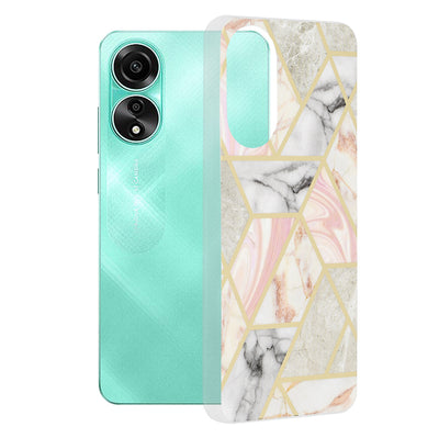Husa pentru OPPO A78 4G, Techsuit Marble Series, roz