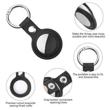 Techsuit Secure Leather Holder (SLH1), Apple AirTag Case, cu Metal Ring, Albastru