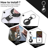 Techsuit Secure Leather Holder (SLH1), Apple AirTag Case, cu Metal Ring, Albastru