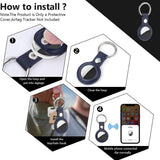 Techsuit Secure Leather Holder (SLH1), Apple AirTag Case, cu Metal Ring, Albastru