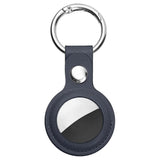 Techsuit Secure Leather Holder (SLH1), Apple AirTag Case, cu Metal Ring, Albastru
