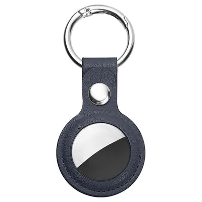 Techsuit Secure Leather Holder (SLH1), Apple AirTag Case, cu Metal Ring, Albastru