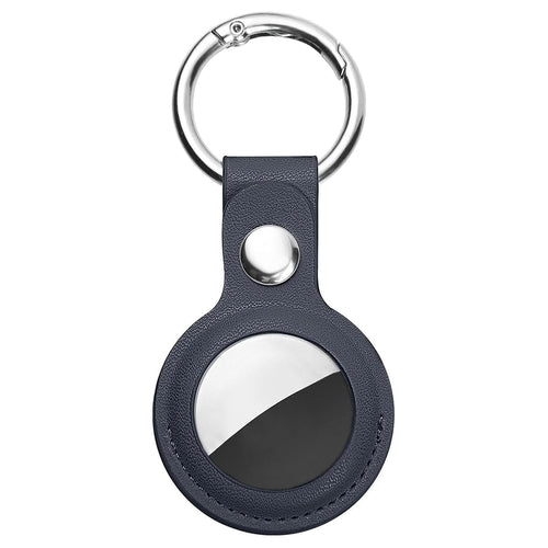 Techsuit Secure Leather Holder (SLH1), Apple AirTag Case, cu Metal Ring, Albastru