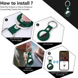 Techsuit Secure Leather Holder (SLH1), Apple AirTag Case, cu Metal Ring, Albastru