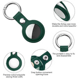 Techsuit Secure Leather Holder (SLH1), Apple AirTag Case, cu Metal Ring, Albastru