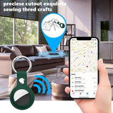 Techsuit Secure Leather Holder (SLH1), Apple AirTag Case, cu Metal Ring, Albastru