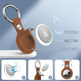 Techsuit Secure Leather Holder (SLH1), Apple AirTag Case, cu Metal Ring, Albastru