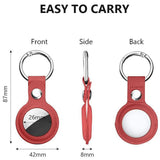 Techsuit Secure Leather Holder (SLH1), Apple AirTag Case, cu Metal Ring, Albastru