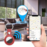 Techsuit Secure Leather Holder (SLH1), Apple AirTag Case, cu Metal Ring, Albastru