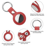 Techsuit Secure Leather Holder (SLH1), Apple AirTag Case, cu Metal Ring, Albastru