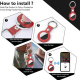 Techsuit Secure Leather Holder (SLH1), Apple AirTag Case, cu Metal Ring, Albastru