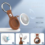 Techsuit Secure Leather Holder (SLH1), Apple AirTag Case, cu Metal Ring, Albastru