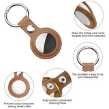 Techsuit Secure Leather Holder (SLH1), Apple AirTag Case, cu Metal Ring, Albastru