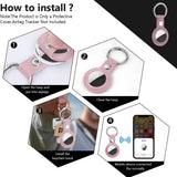 Techsuit Secure Leather Holder (SLH1), Apple AirTag Case, cu Metal Ring, Albastru