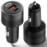 Incarcator auto Ringke , USB, 2x Type-C, PD30W, QC3.0, cu Ambiental Light, negru