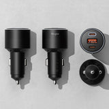 Incarcator auto Ringke , USB, 2x Type-C, PD30W, QC3.0, cu Ambiental Light, negru