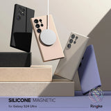 Husa pentru Samsung Galaxy S24 Ultra, Ringke Silicone Magnetic MagSafe, crem