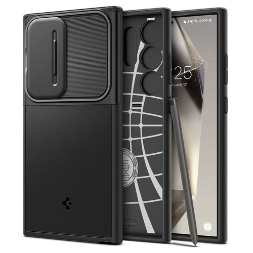 Husa pentru Samsung Galaxy S24 Ultra, Spigen Optik Armor (ACS07313), negru