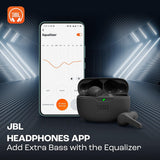 Casti wireless JBL (Wave Beam), TWS, Microfon, Deep Bas Sunet, IP54, negru