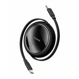 Cablu Baseus de date Free2Draw Mini (P10364500111-00), Type-C to Type-C, 100W, 1m, Retractabil, negru
