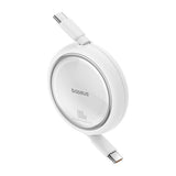 Cablu Baseus de date Free2Draw Mini (P10364500211-00), Type-C to Type-C, 100W, 1m, Retractabil, alb