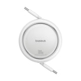 Cablu Baseus de date Free2Draw Mini (P10364500211-00), Type-C to Type-C, 100W, 1m, Retractabil, alb