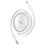 Cablu Baseus de date Free2Draw Mini (P10364500211-00), Type-C to Type-C, 100W, 1m, Retractabil, alb