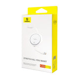 Cablu Baseus de date Free2Draw Mini (P10364500211-00), Type-C to Type-C, 100W, 1m, Retractabil, alb