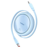 Cablu Baseus de date Free2Draw Mini (P10364500311-00), Type-C to Type-C, 100W, 1m, Retractabil, albastru