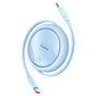 Cablu Baseus de date Free2Draw Mini (P10364500311-00), Type-C to Type-C, 100W, 1m, Retractabil, albastru
