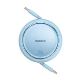 Cablu Baseus de date Free2Draw Mini (P10364500311-00), Type-C to Type-C, 100W, 1m, Retractabil, albastru
