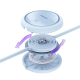 Cablu Baseus de date Free2Draw Mini (P10364500311-00), Type-C to Type-C, 100W, 1m, Retractabil, albastru
