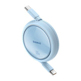 Cablu Baseus de date Free2Draw Mini (P10364500311-00), Type-C to Type-C, 100W, 1m, Retractabil, albastru