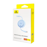 Cablu Baseus de date Free2Draw Mini (P10364500311-00), Type-C to Type-C, 100W, 1m, Retractabil, albastru