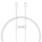Cablu Baseus de date (P10365200211-00), Type-C to Type-C, 30W, 1m, alb