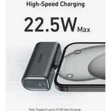 Baterie Externa Anker Nano (A1653H11), USB-C Connector, 5000mAh, 22.5W, Negru