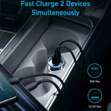 Incarcator auto Anker 323 (A2735G11), USB, Type-C, LED Light, 52.5W, negru