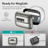 Husa casti pentru AirPods Pro 1/2, ESR, Pulse Magnetic Halolock Titanium, gri