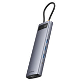 Hub USB Baseus Hub Metal Gleam (B00030709811-00), Type-C to HDMI 4K@60Hz, VGA, 4x USB, Type-C, RJ45, SD, TF, 3.5mm, gri