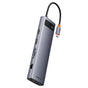 Hub USB Baseus Hub Metal Gleam (B00030709811-00), Type-C to HDMI 4K@60Hz, VGA, 4x USB, Type-C, RJ45, SD, TF, 3.5mm, gri