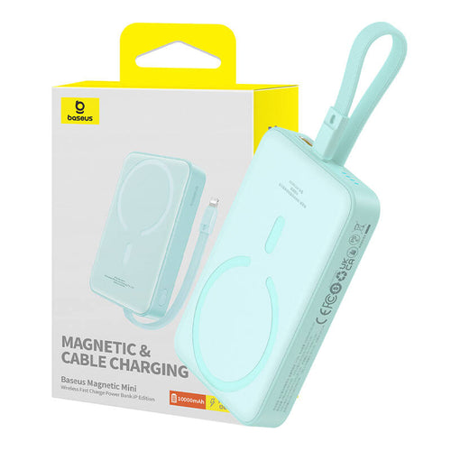 Baterie Externa Baseus Magnetic Mini (P10022109333-00), MagSafe, USB-C, 10000mAh, 20W, Verde