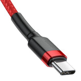 Cablu Baseus de date Cafule (Catklf-G09), Type-C to Type-C, Incarcare rapida, 60W, 3A, 1m, negru;rosu