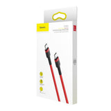 Cablu Baseus de date Cafule (Catklf-G09), Type-C to Type-C, Incarcare rapida, 60W, 3A, 1m, negru;rosu
