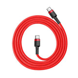 Cablu Baseus de date Cafule (Catklf-G09), Type-C to Type-C, Incarcare rapida, 60W, 3A, 1m, negru;rosu