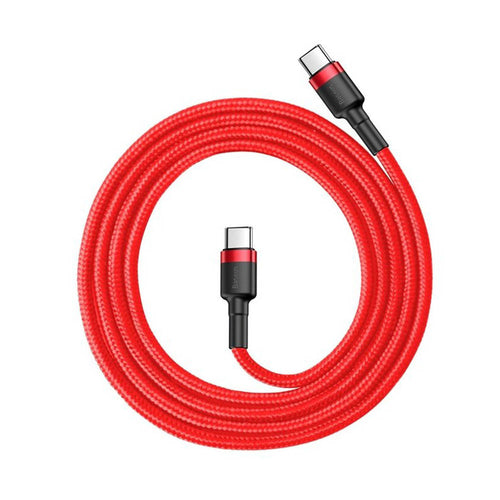 Cablu Baseus de date Cafule (Catklf-G09), Type-C to Type-C, Incarcare rapida, 60W, 3A, 1m, negru;rosu