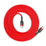 Cablu Baseus de date Cafule (Catklf-H09), Type-C to Type-C, 60W, 3A, 2m, negru;rosu