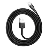 Cablu Baseus de date Cafule (Calklf-BG1), USB to Lightning, 2.4A, 480Mbps, 1m, negru;gri